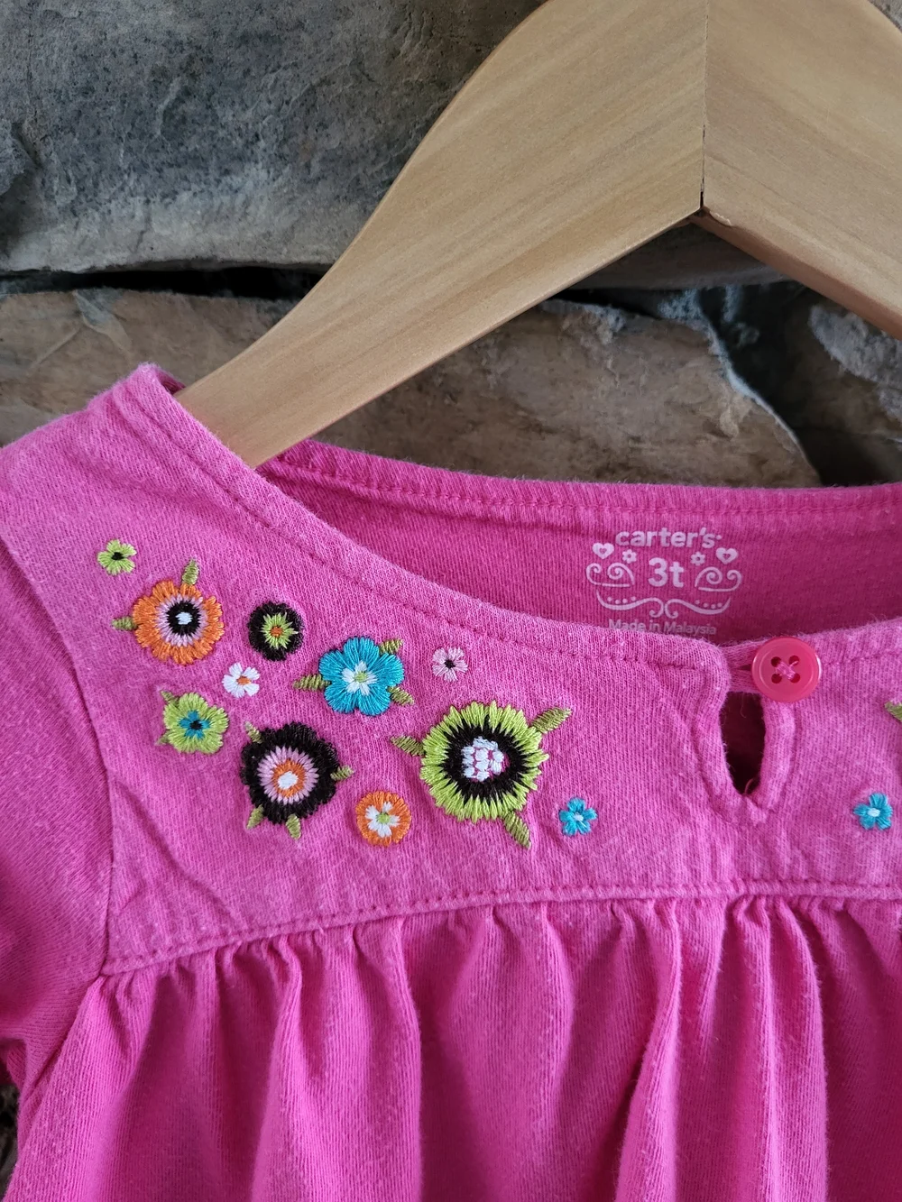 Pink Floral Embroidered Tunic Peasant Top